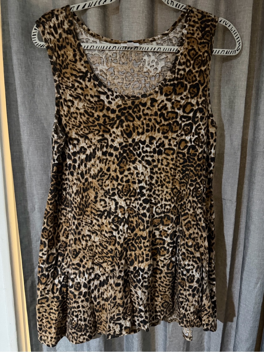 LulaRoe Perfect Tank Leopard Print Sleeveless Swing Tank Top - Brown Black Cream